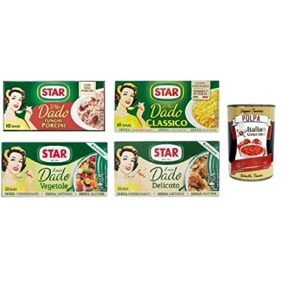 Abbildung von 6x STAR il Mio Dado Vegetale mit 9 Gemüsesorten , ohne Konservierungsstoffe, laktosefrei und glutenfre + italian gourmet polpa 400g