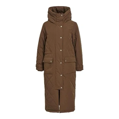 Abbildung von Object Objkatie LONG COAT Wintermantel, Damen, Größe: 40, Dark earth