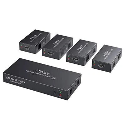 Abbildung von PW HTS0104（POC） 1X4 Port HDMI Splitter Extender/Verteiler Ultra HD 1080P Ohne Verzögerung 50m über CAT6 Kable Unterstützt EDID