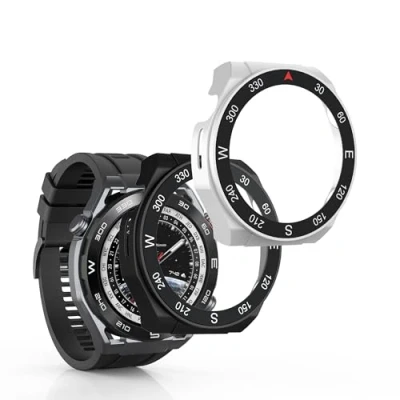 Abbildung von kwmobile 2X Cover kompatibel mit Huawei Watch Ultimate Hülle Fullbody Fitnesstracker Case Set aus Glas Schwarz Silber