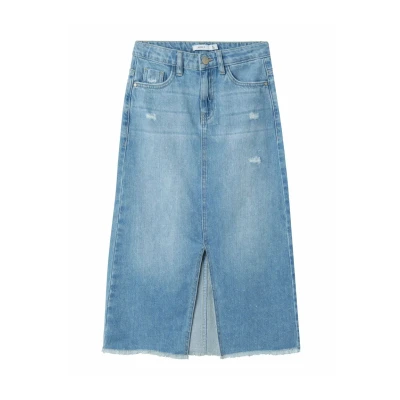 Abbildung von Name it kids Mädchen Nkfkat DNM Long Skirt 3724 Be Noos, Light Blue Denim, 152 cm