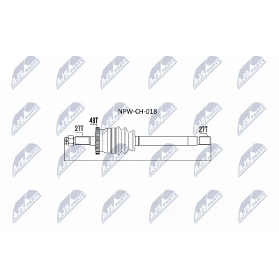 Abbildung von NTY NPW CH 018 Antriebswelle Vorderachse links 591 JEEP: GRAND Cherokee 2, II