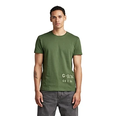 Abbildung von G STAR RAW Herren Stencil Front Back Graphic T Shirt, Grün (dk nuri green D22382 C336 3476), XS