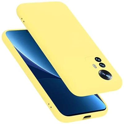 Abbildung von Cadorabo Hülle kompatibel mit Xiaomi 12 PRO Silikon Handyhülle für Case aus flüssigem Kratzfeste und stoßfeste dünne TPU Schutzhülle Liquid GELB