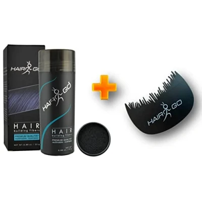 Abbildung von Hair GO Premium Schütthaar + Haaransatzkamm SPARSET Streuhaar &amp; Schütthaar, für einen natürlichen Haaransatz bei der Anwendung von Fibers Haarverdichter (schwarz)