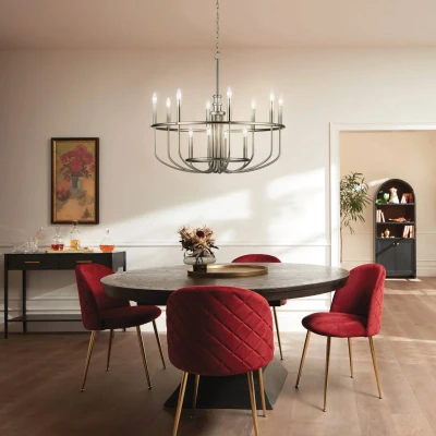Abbildung von Kichler KL CAPITOL HILL12 BN Kronleuchter HILL E14 12x40W Stahl Nickel gebürstet H:77.9cm B:88.2cm dimmbar