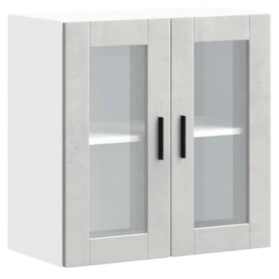 Abbildung von vidaXL Küchen Hängeschrank mit Glastür Porto Betongrau, Wandschrank Küche, Wandschrank, Oberschrank, Küchenschrank, Hängeschrank, Oberschrank Küche