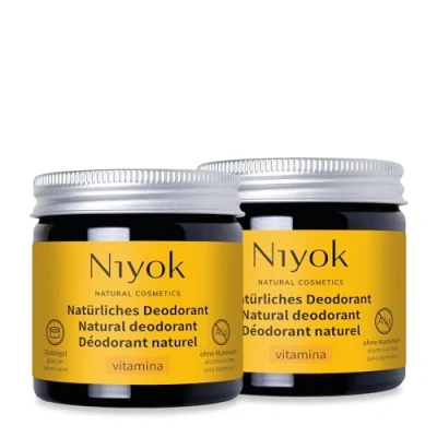 Abbildung von Niyok® 2 in 1 anti transpirante Deocreme &quot;Vitamina&quot; (2x40ml) Natürliches Deo ohne Aluminium 24h Schutz vor Geruch &amp; Schweiß Deodorant Creme für Damen Herren Feste vegan