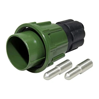Abbildung von Easy Link NATO Steckdose Stecker 2 polig + 2X Kontaktbuchse Deckel Olivgrün 135A 12/24V