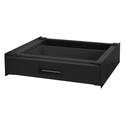 Abbildung von ML Design Verbindungsrahmen für Waschmaschine und Trockner mit ausziehbarer Schublade, Stahl, 60,5x54cm, Schwarz, rutschfest, Zwischenbausatz Universal Zwischenrahmen Zwischenbaurahmen Trocknersäule