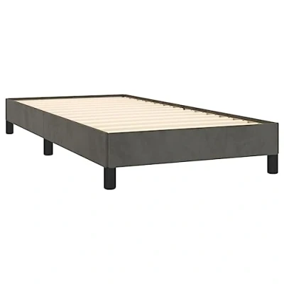 Abbildung von vidaXL Polsterbett, Bett Bettgestell mit Lattenrost, Schlafzimmerbett Einzelbett Stützbeinen, Bettrahmen Schlafzimmermöbel, Dunkelgrau 90x200cm Samt