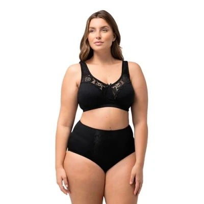 Abbildung von Ulla Popken Damen Entlastungs BH Kelly, Spitze, Ohne Bügel, Cup C e BH, Schwarz, 115C EU