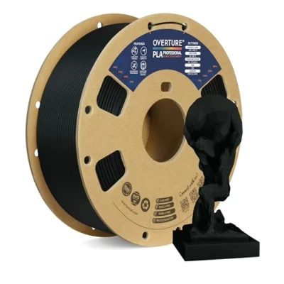 Abbildung von OVERTURE PLA Plus (PLA+) Filament 1,75 mm, professionelle Festigkeit, 1kg (2,2 lbs), Maßgenauigkeit +/ 0,02 mm für 3D Drucker (Schwarz)