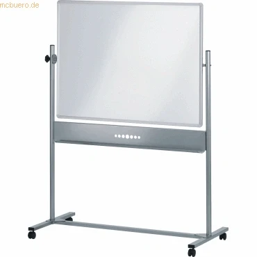 Abbildung von Nobo Mobiles Whiteboard aus Emaille, trocken abwischbar, magnetisch, mit horizontalem Drehpunkt (von oben nach unten schwenkbar), auf Rollen, Stifthalter, Magneten und Marker, weiß, 1901035
