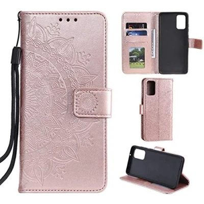 Abbildung von CoverKingz Handyhülle kompatibel mit Samsung Galaxy S20 [6,2 Zoll] Handytasche Kartenfach Klapphülle Case Handy Hülle klappbar Motiv Mandala Rosegold