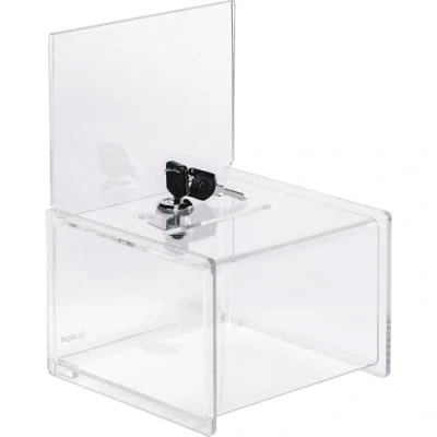 Abbildung von SIGEL VA151 abschließbare Spendenbox / Losbox, aus hochwertigem und besonders stabilem Acryl, 15 x 21,2 cm, mit Einstecktafel für A6 quer