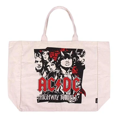 Abbildung von CERDÁ LIFE&#039;S LITTLE MOMENTS 2100003323, Bolsos de Tela con Licencia Oficial ACDC para Mujer, Beige, 48 x 45 17 CM