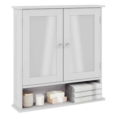 Abbildung von Vida Designs Priano Badezimmer Spiegelschrank, 2 Türen, Wandmontage, Aufbewahrungsmöbel, weiß