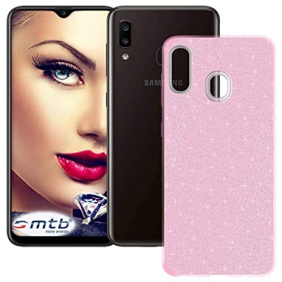 Abbildung von mtb more energy® TPU Hülle Shine für Samsung Galaxy A20e (SM A202, 5.8&#039;&#039;) Rosa Glitzer Effekt flexibel Schutzhülle Case Cover Tasche