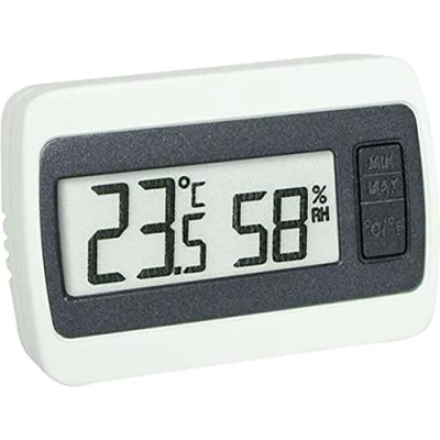 Abbildung von Technoline WS 7005 kleines Thermometer mit Min/Max Temperaturanzeige und Luftfeuchteanzeige, weiß grau, 6 x 1,4 4 cm