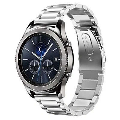 Abbildung von SUNDAREE Kompatibel mit Armband Samsung Gear S3 Classic SM R770/AMAZFIT GTR 3 PRO/Garmin Venu 2/Ticwatch Pro 3/HUAWEI Watch GT 46mm/Xiaomi S1,22MM Silber Edelstahl Metall Ersatz Uhrenarmband