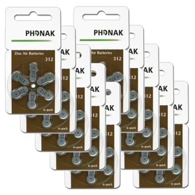 Abbildung von Phonak 312 Mercury Free Hearing Aid Battery x60 Cells (10 packets) by KEEPHEARING LTD