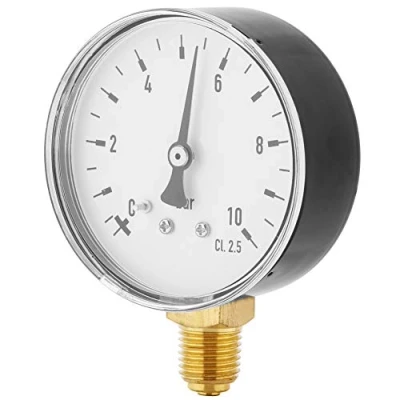 Abbildung von 0 10 Bar Manometer Meter Side Mount Pneumatische Und Hydraulische Allzweck Luft Öl Wasser Gas Piezometer 1/4 NPT Messing TS 60