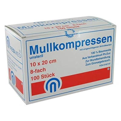 Abbildung von Mullkompressen ES 10x20 cm unsteril 8fac 100 St
