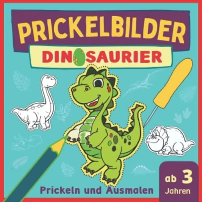 Abbildung von Prickelbilder Dinosaurier: Viele Dinos zum Prickeln und Ausmalen, Selbstbeschäftigung Konzentrationstraining für Kinder, handliches Bastelbuch ab 3 Jahre (Prickelbücher)