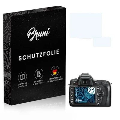 Abbildung von Bruni Schutzfolie kompatibel mit Nikon D90 Folie, glasklare Displayschutzfolie (2er Set)