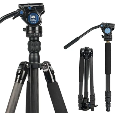 Abbildung von SIRUI Profi Traveler VC Video Stativ, 159 cm, Carbon, Reise Stativ mit Videoneiger, Tragkraft bis zu 3 kg