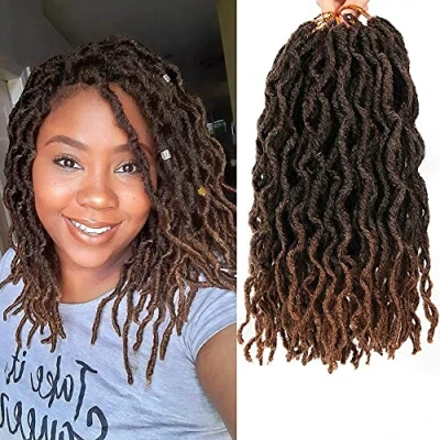 Abbildung von Nu Locs Kunsthaar, Häkelhaar, 30,5 cm, gewellt, kurze Locken, Häkelzöpfe, Dreadlocks, 20 Wurzeln/Packung, #T1B/30, 6 Packungen