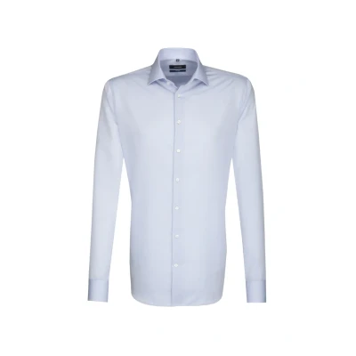 Abbildung von Seidensticker Herren Business Hemd Shaped Fit Bügelfrei Kent Kragen Langarm 100% Baumwolle Blau (Hellblau 15) 44