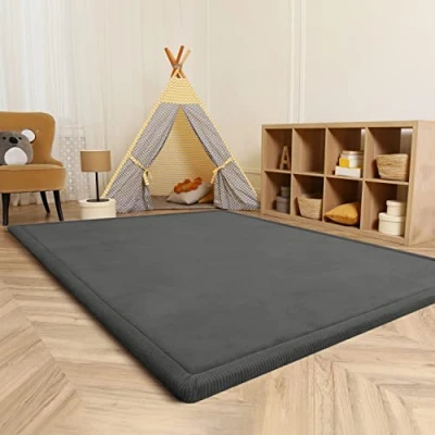 Abbildung von Paco Home Teppich Kinderzimmer Kinderteppich Baby Spielteppich Krabbeldecke Krabbelmatte Weich rutschfest Jungen Mädchen Deko, Grösse:200x280 cm, Farbe:Anthrazit