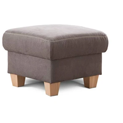 Abbildung von Cavadore Hocker Wisconsin / Sofa Hocker, Sitzhocker, bzw. Fußbank mit Stauraum im Landhausstil Holzfüße in Buche Mikrofaser Größe: 58 x 45 cm (BxHxT) Farbe: Grau