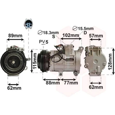 Abbildung von VAN WEZEL 2700K276 Kompressor HS18 12 PAG 46 R 134a MAZDA: 3 Hatchback, Limousine