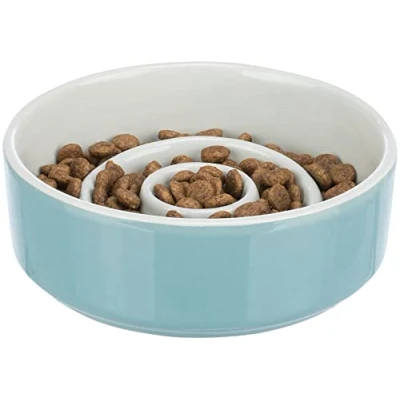 Abbildung von Trixie Slow Feeding Schale, Keramik, 0,9 l/ø 17 cm, grau/blau