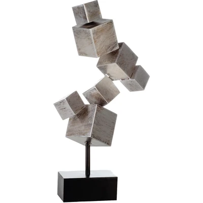 Abbildung von Casablanca by Gilde Dekoobjekt &quot;Skulptur Cubes, antik silber&quot;, Höhe 56 cm, aus Metall, Wohnzimmer