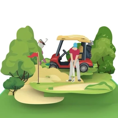Abbildung von MOKIO® Pop Up Karte Golf 3D Grußkarte für Golfspieler zum Geburtstag, Geburtstagskarte Golfer