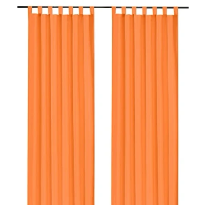 Abbildung von heimtexland ® Dekoschal mit Schlaufen und Kräuselband Uni orange HxB 245x140 Blickdicht Aber Lichtdurchlässig Vorhang natürlich matt einfarbig Schlaufenschal Bandschal ÖKOTEX Gardine Typ117