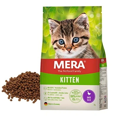 Abbildung von MERA Cats Kitten Ente, Trockenfutter für heranwachsende Katzen und Kätzchen, getreidefrei &amp; nachhaltig, Katzentrockenfutter mit hohem Fleischanteil, 2 kg