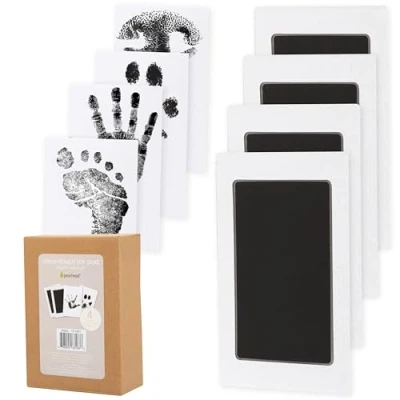 Abbildung von Pearhead 4 Pack Clean Touch Ink Pad Kit, Mess Free Inkless Hand and Footprint Baby Foot Printing Cat Dog Paw Print Suitable for Babies Pets