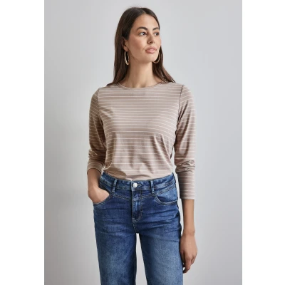 Abbildung von Street One Gestreiftes Langarmshirt, Damen, Größe: 36, Beige