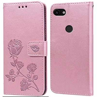 Abbildung von PKQTOP Hülle für Google Pixel 3A Handyhülle,Klappbar Tasche Case,Standfunktion,Kartenfach,Silikon Bumper,Stoßfeste Schutzhülle Cover