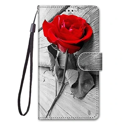 Abbildung von Nodigo für Samsung Galaxy S7 Leder Hülle Magnetisch Kickstand mit Kartenfach 360 Grad Tier Muster Motiv Lustig Design Silikon Hüllen Handyhülle Wallet Tasche Case Mädchen Damen Rose