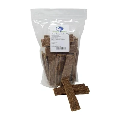 Abbildung von Food4Pets Pferdefleischstreifen 750g Natürliche Hundeleckerli, getreidefreie Kaustreifen für Hunde zur Zahnpflege und als Belohnung