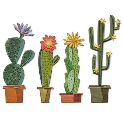 Abbildung von Sizzix Thinlits Stanzschablonen, 9PK, Funky Cactus von Tim Holtz, 665365