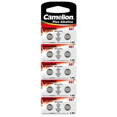 Abbildung von Alkaline Knopfzelle CAMELION AG7/LR57/LR926/395 mit AlMn/ 1.5V/ 34 mAh
