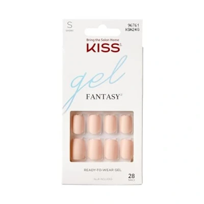 Abbildung von KISS Gel Fantasy Collection Nagel Maniküre Set, The Little Things, kurze Länge quadratische künstliche Nägel, enthält 28 Nagelkleber, Nagelfeile und Manikürstäbchen