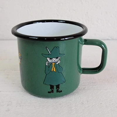 Abbildung von Mumin Tasse Snufkin Grün, Emaille, 370ml, Groß, Becher für Mädchen, Jungen, Kinder und Erwachsene